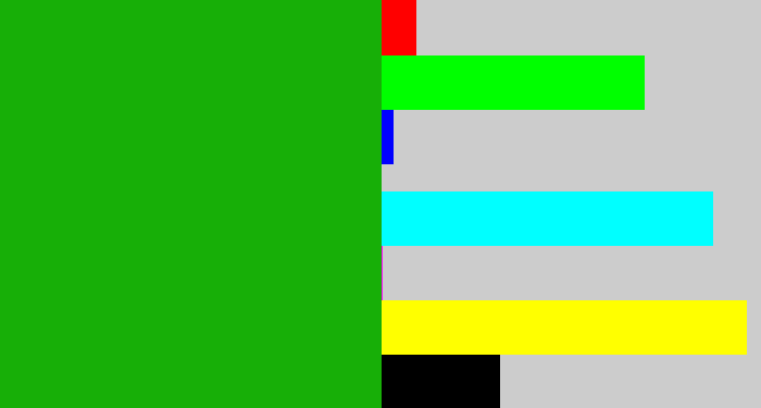 Hex color #17af07 - green