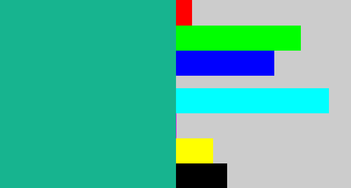 Hex color #17b48f - green blue