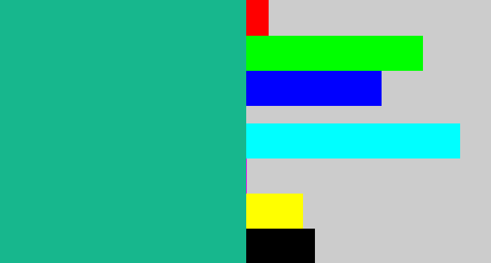 Hex color #17b78d - green blue