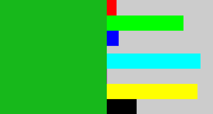 Hex color #17b81b - green
