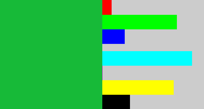 Hex color #17ba38 - kelly green