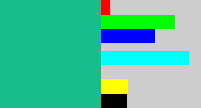 Hex color #17bd8a - greenblue