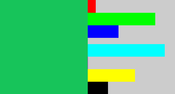 Hex color #17c45a - algae green