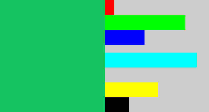 Hex color #17c460 - algae green