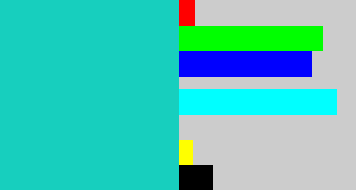 Hex color #17cfbe - aquamarine