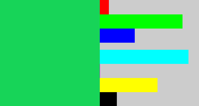 Hex color #17d458 - tealish green