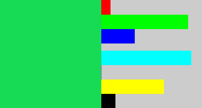 Hex color #17db54 - tealish green