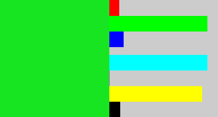 Hex color #17e522 - radioactive green