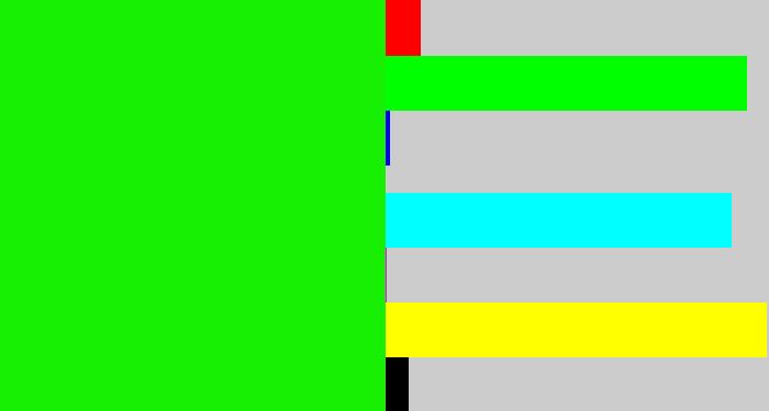 Hex color #17ef03 - highlighter green