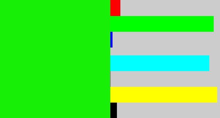 Hex color #17ef06 - highlighter green