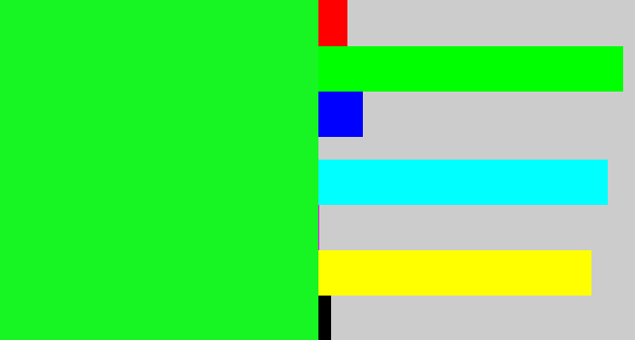 Hex color #17f523 - hot green