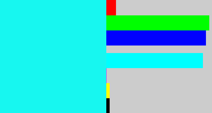 Hex color #17f7f0 - bright aqua