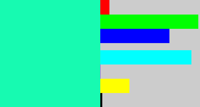 Hex color #17fab1 - greenish cyan