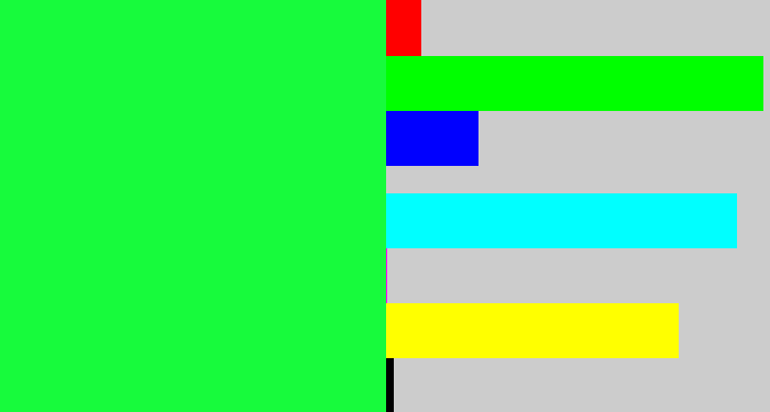 Hex color #17fb3c - hot green