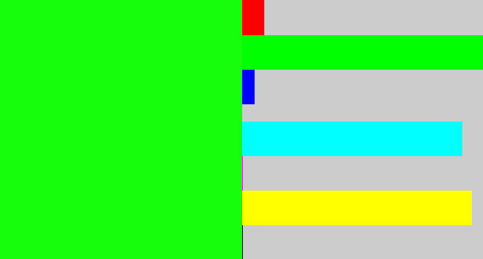 Hex color #17fe0d - highlighter green