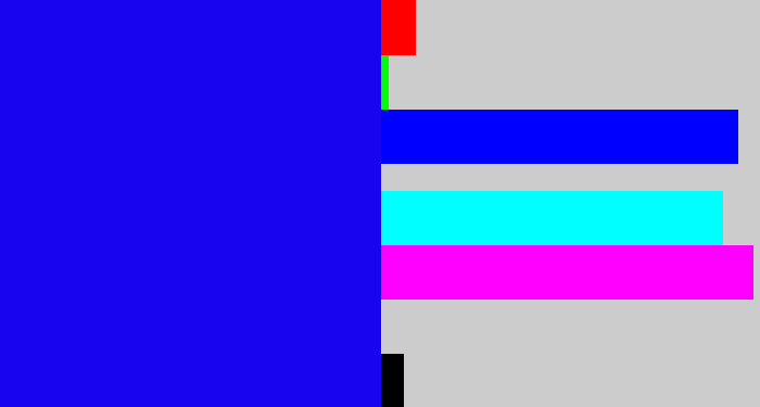 Hex color #1804ef - strong blue