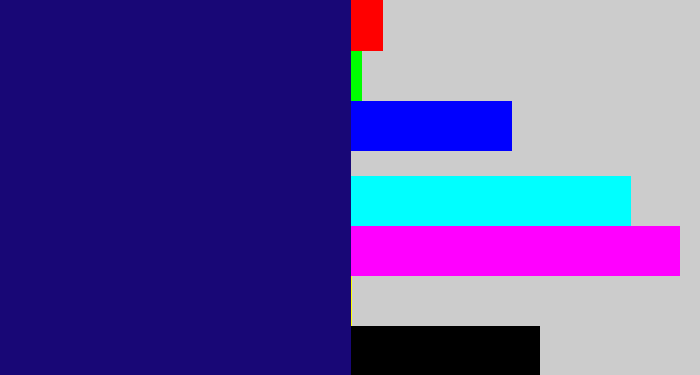 Hex color #180776 - deep blue