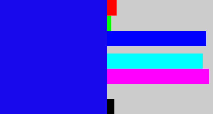 Hex color #1809ec - strong blue