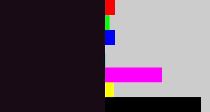 Hex color #180b16 - almost black