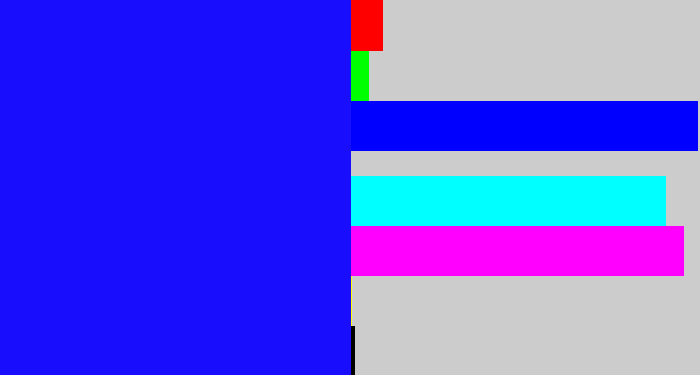 Hex color #180dfc - strong blue