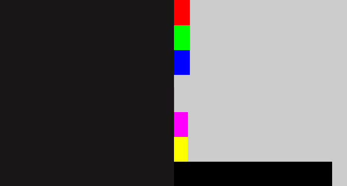 Hex color #181616 - almost black