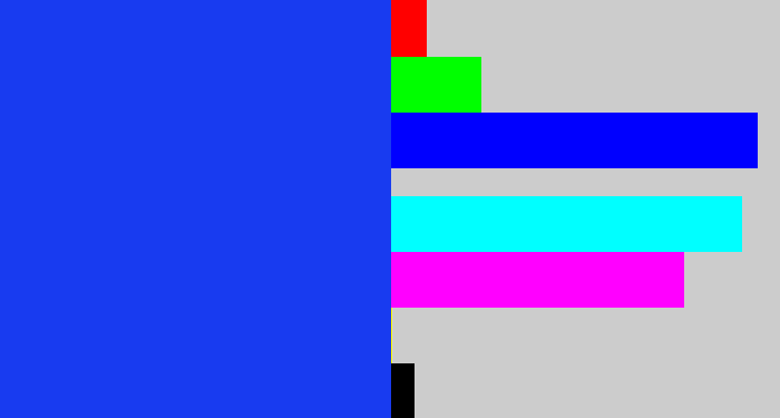 Hex color #183bf0 - vivid blue