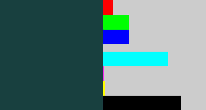 Hex color #18403f - dark blue grey