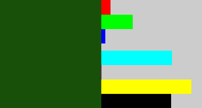 Hex color #185009 - forrest green