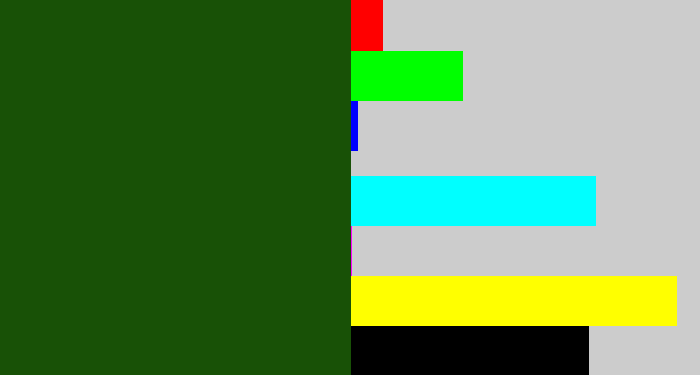 Hex color #185106 - forrest green