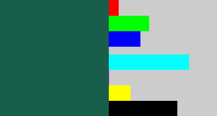 Hex color #185e4b - dark green blue