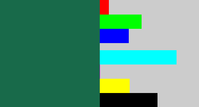 Hex color #186a4a - dark green blue
