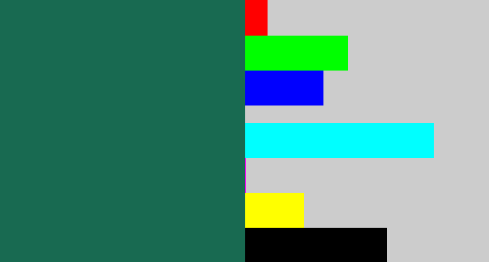 Hex color #186a51 - dark green blue
