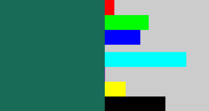 Hex color #186b56 - dark green blue