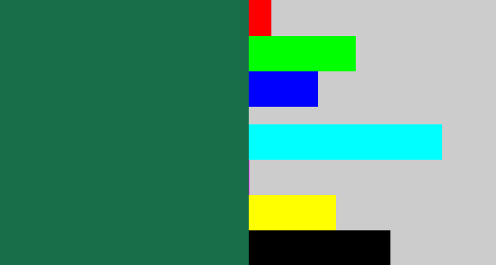 Hex color #186e48 - dark green blue
