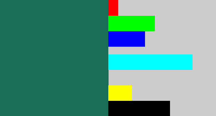 Hex color #186e56 - dark green blue