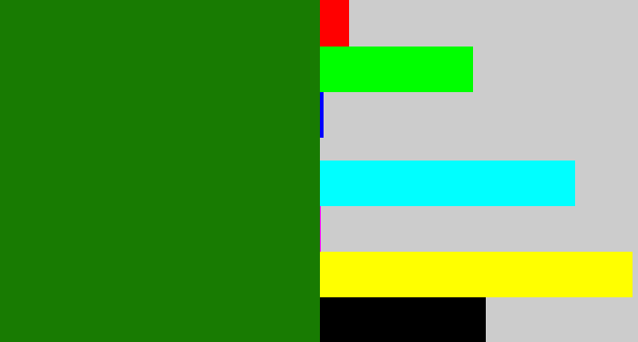 Hex color #187b02 - tree green