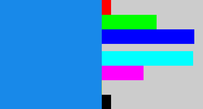 Hex color #1889e9 - azure