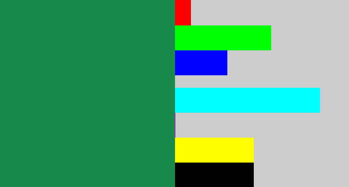 Hex color #188b4c - dark sea green