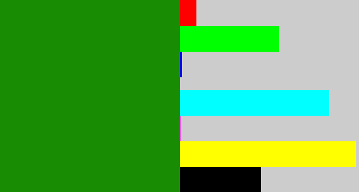 Hex color #188d03 - true green