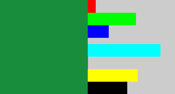 Hex color #188d3c - darkish green