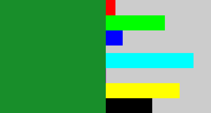 Hex color #188e2a - irish green