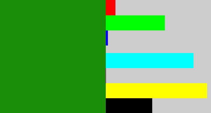 Hex color #188f06 - true green
