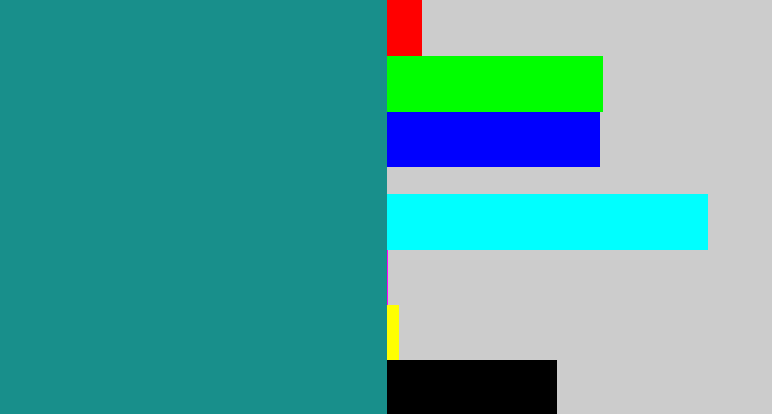 Hex color #188f8b - greenish blue