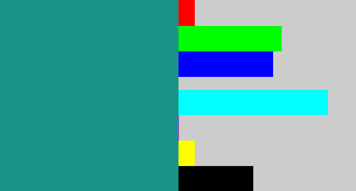 Hex color #189386 - blue/green