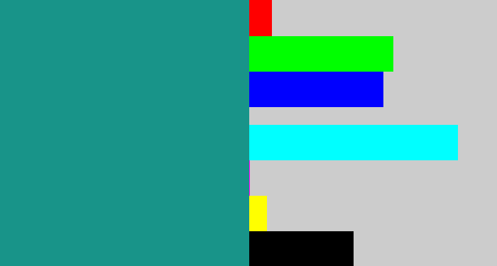 Hex color #189489 - blue/green