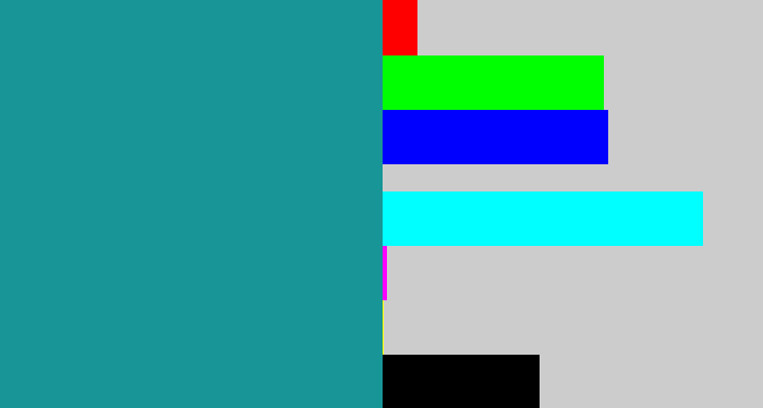 Hex color #189596 - blue/green