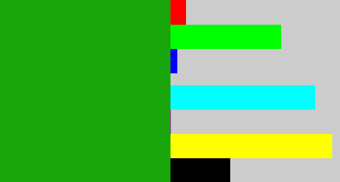 Hex color #18a509 - green