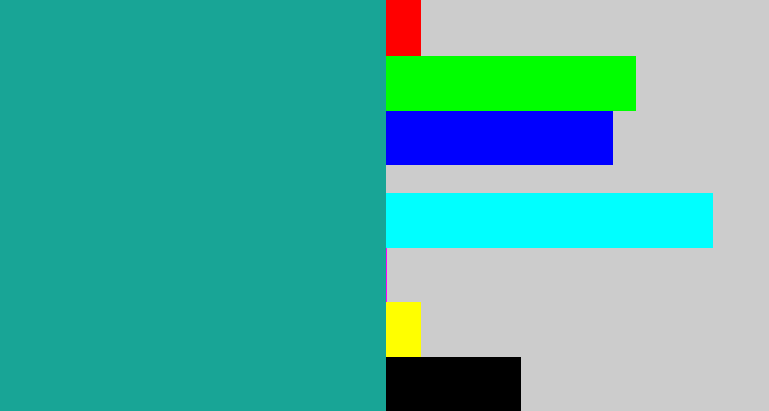 Hex color #18a596 - blue/green