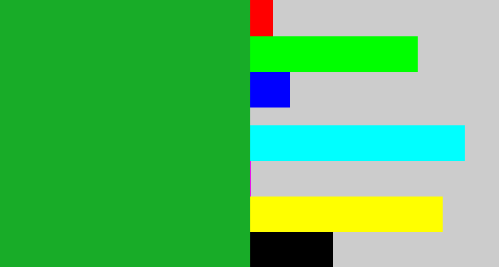 Hex color #18ac28 - green
