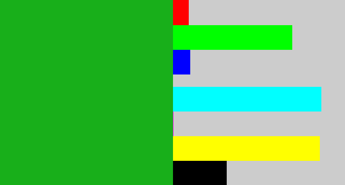 Hex color #18af1a - green